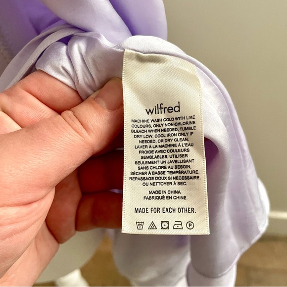 Aritzia Wilfred Mademoiselle Satin Dress Purple Lace Trim Size Small Coquette - Picture 12 of 13